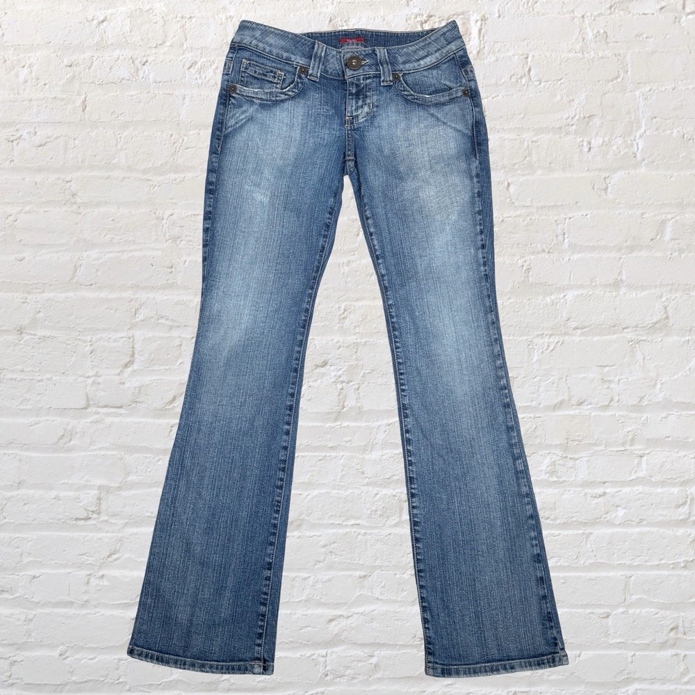 GUESS Low Rise Bootcut Jeans Size 27x31 Stretch Faded Blue Y2K 2000s Mall Goth